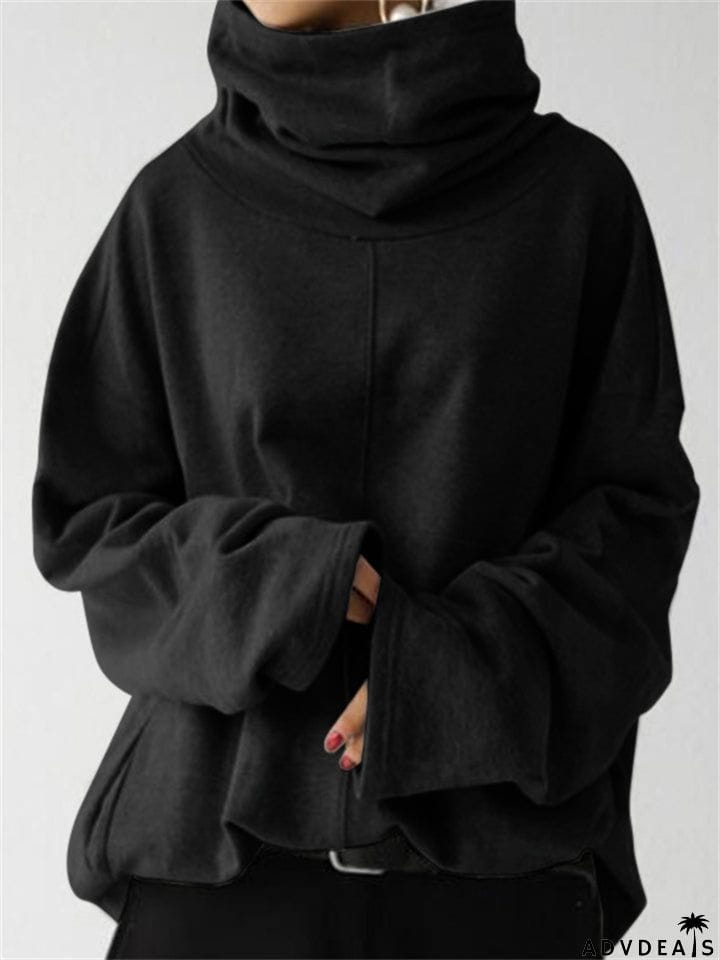 Trendy Turtle Neck Long Sleeve Pullover Tops