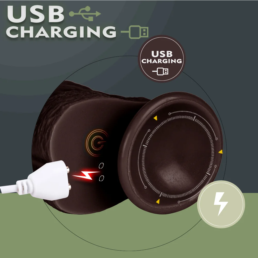 K25 Black Coffee Color 8.66-inch Simulation Penis Wireless Telescopic Rotation Vibration