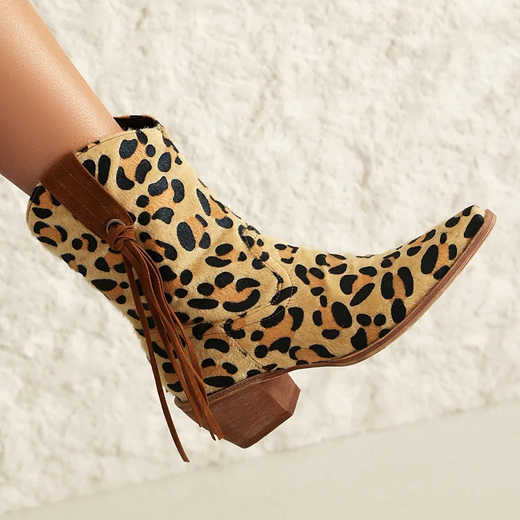Leopard Print Faux Fur Chunky High Heel Pumps Comfortable Heeled Shoes | Pumps  heels, High heel pumps, Chunky heel pumps