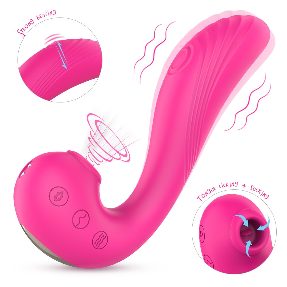 3 in 1 Clitoral Sucking & Licking Dildo Vibrators