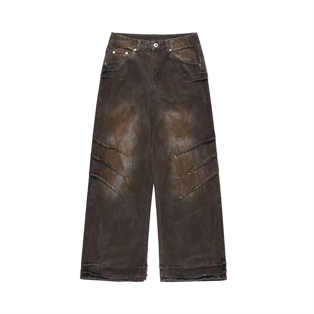 Sopula Vintage Dune Wasteland Doomsday Shark Wrinkles Hip Hop Jeans - SOPULA