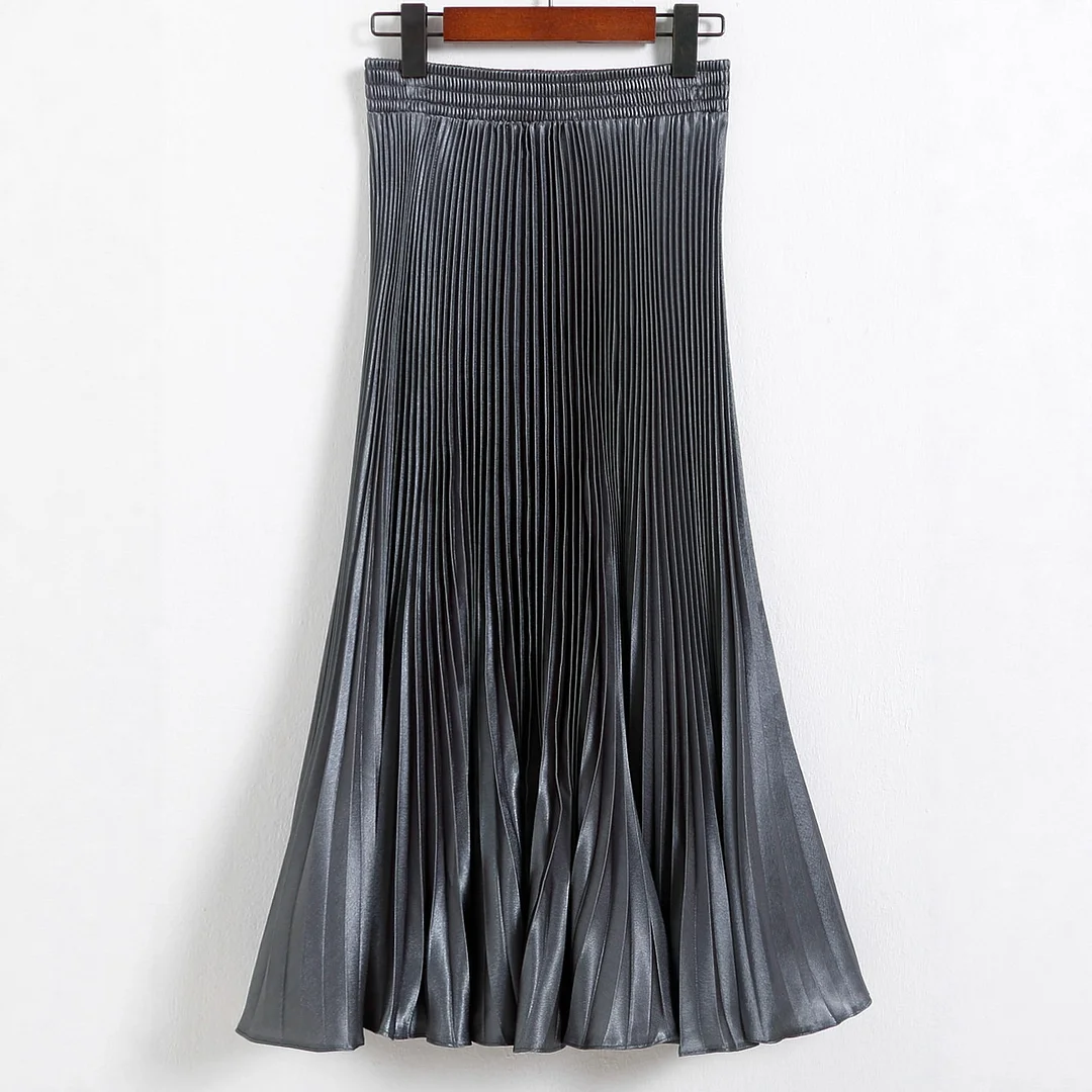 Nigikala Nigikala Luster Polyester Pressure Folded Half Skirt Original Single Long Skirt Silk Clear Silk #8035