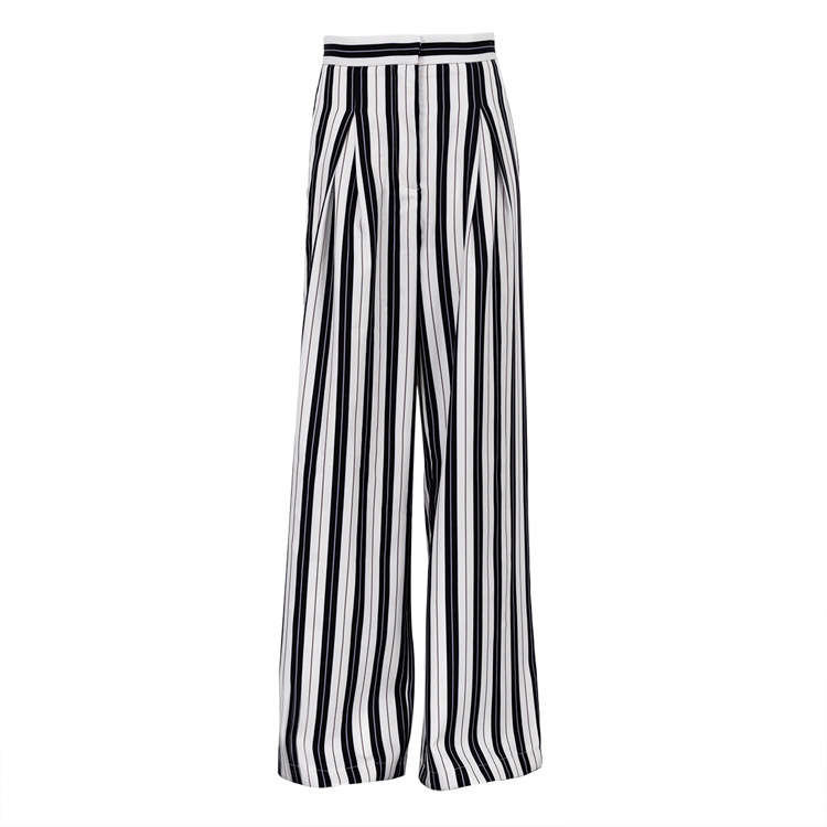 Ootddress High Waist Zebra Printed Women's Pants Fashion Loose Patchwork Wide Leg Trousers Contrast Casual Pocket Flared Trousers