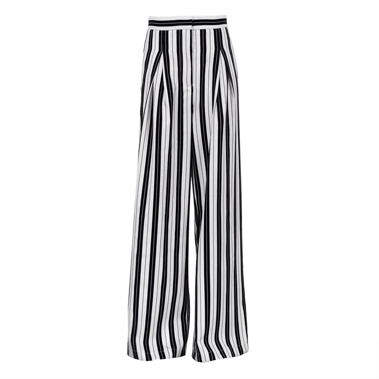 Churchf Churchf Women's Black And White Striped Wide Leg Pants 2023 New Casual Show Thin High Waist Loose Hanging Floor Pants Women
