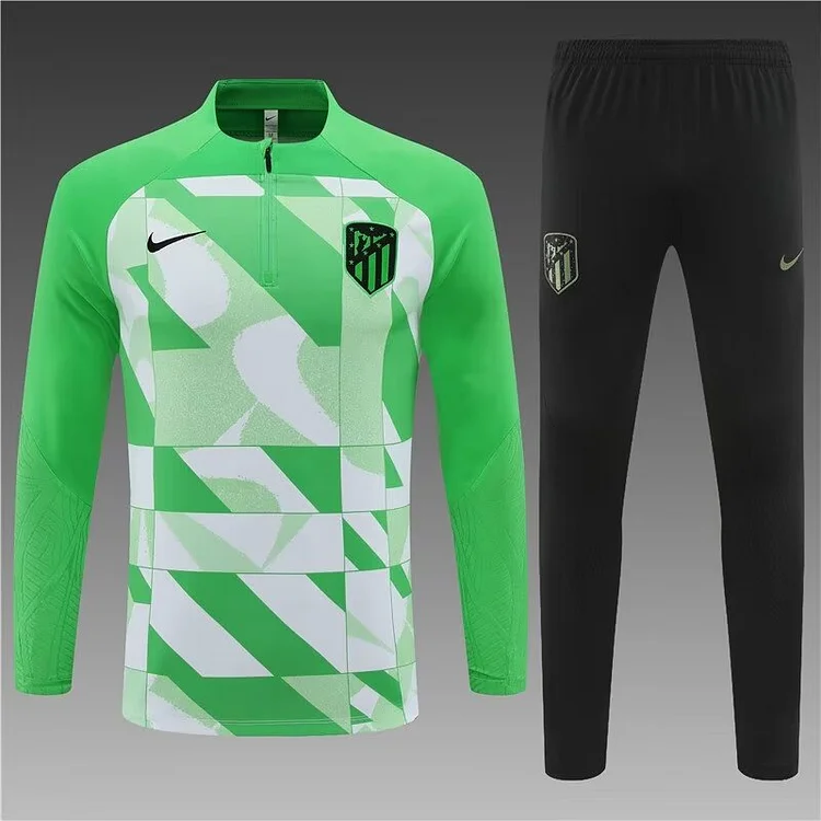2023/2024 Atletico Madrid half-pull training uniform green camouflage uniform 1:1 Thai quality