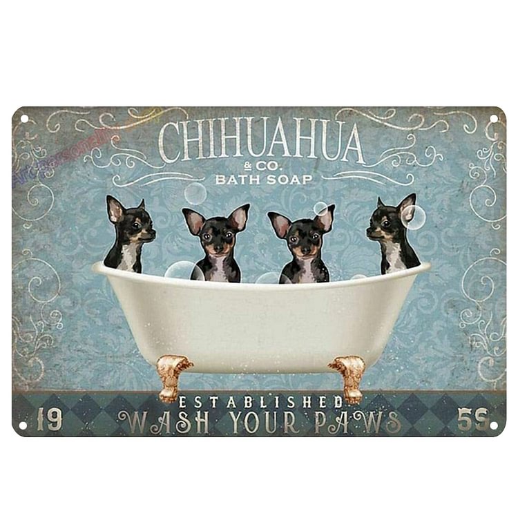 Dog Chihuahua Co. Bath Soap - Vintage Tin Signs/Wooden Signs - 7.9x11.8in & 11.8x15.7in