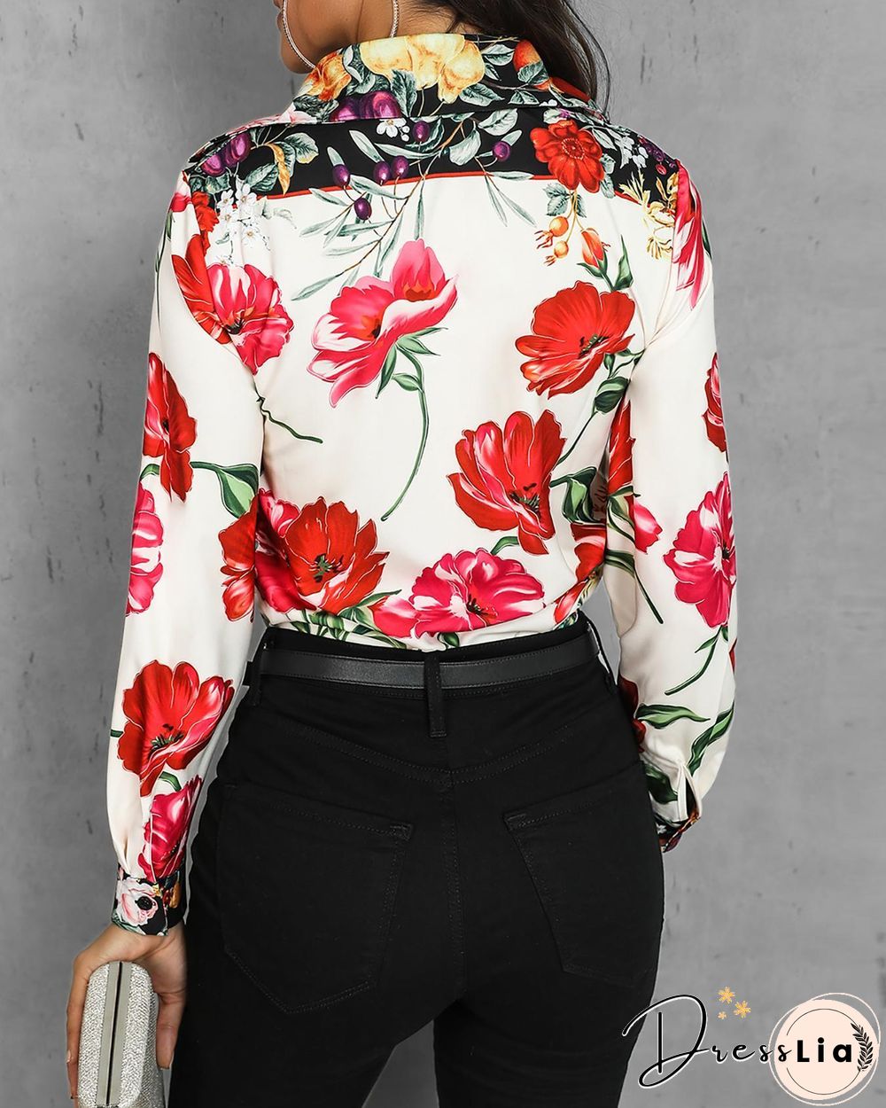 Mixed Floral Print Casual Blouse P13468