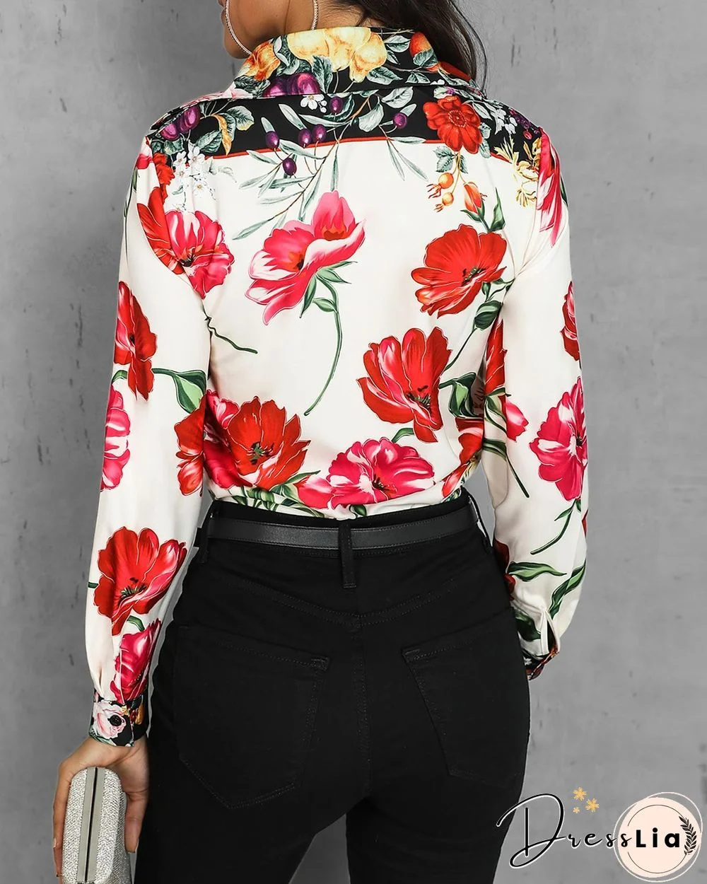 Mixed Floral Print Casual Blouse P13468