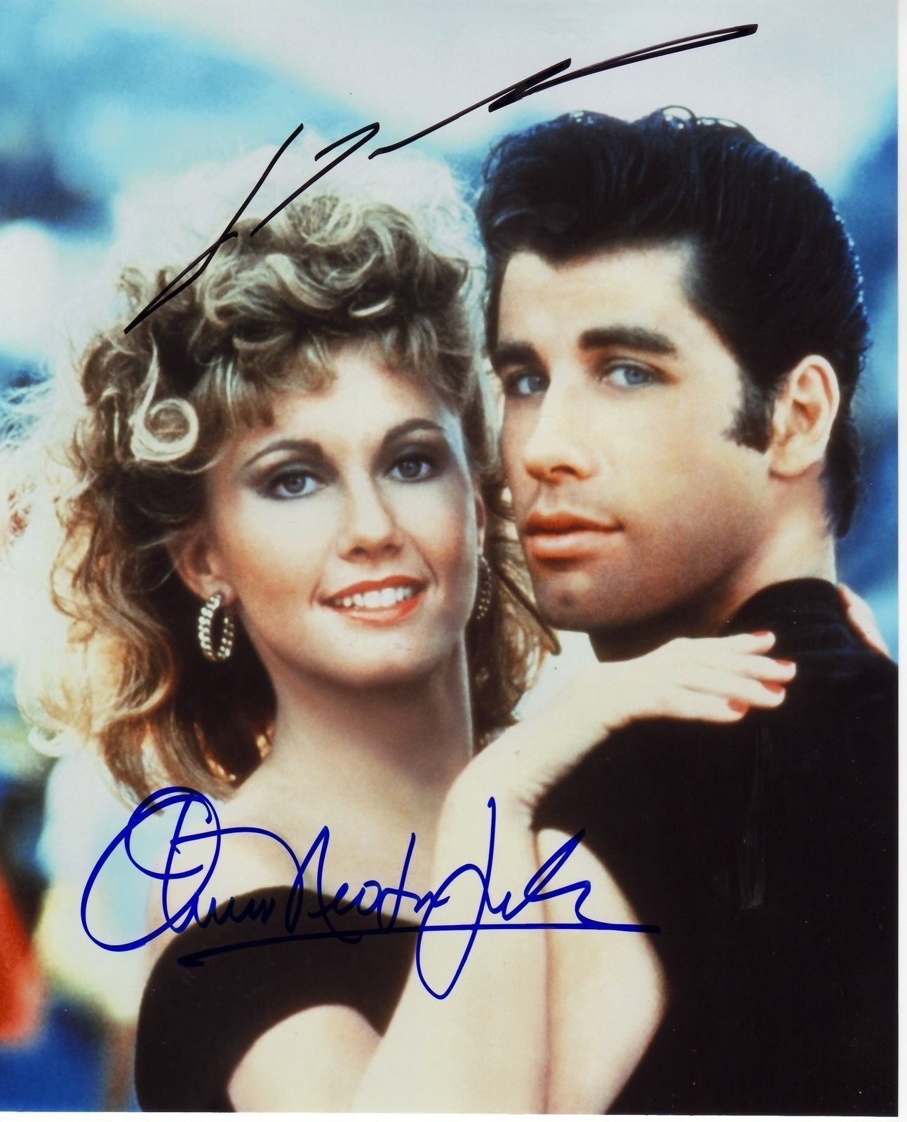 GREASE - JOHN TRAVOLTA & OLIVIA NEWTON JOHN AUTOGRAPH SIGNED PP Photo Poster painting POSTER