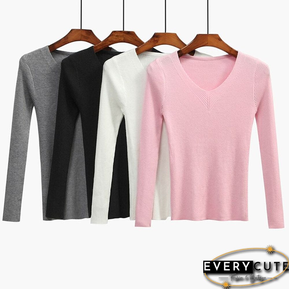Christmas Gift V-Neck Women Sweater Slim Sexy Pullover New Autumn Winter Tops Women Knitted Pullovers Long Sleeve Shirt Female Brand