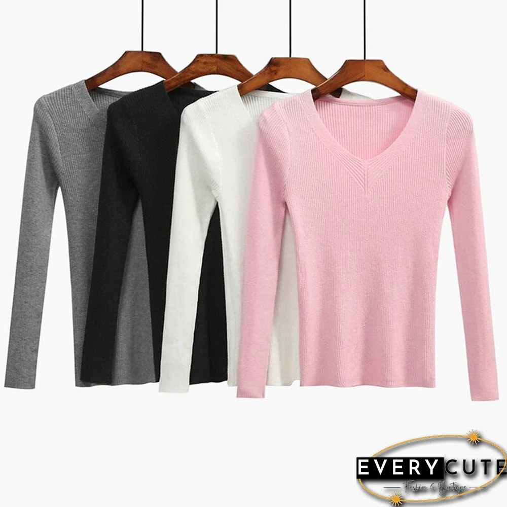 Christmas Gift V-Neck Women Sweater Slim Sexy Pullover New Autumn Winter Tops Women Knitted Pullovers Long Sleeve Shirt Female Brand