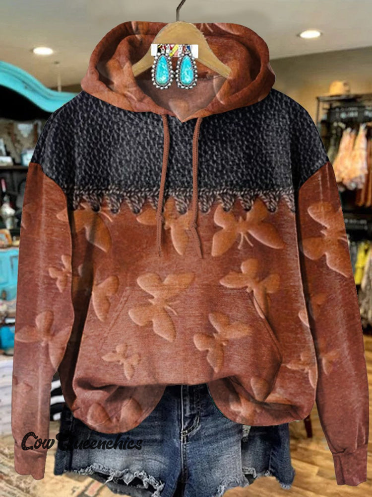 Vintage Brown Butterfly Art Print Casual Sweatshirt Multicolor / S