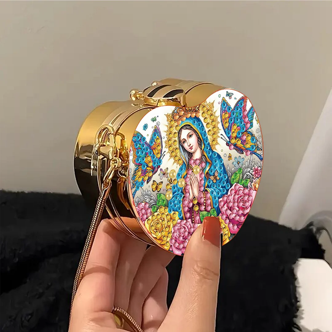 Faith DIY Acrylic Love Art Diamond Painting Coin Purse with Chain for Women Girl