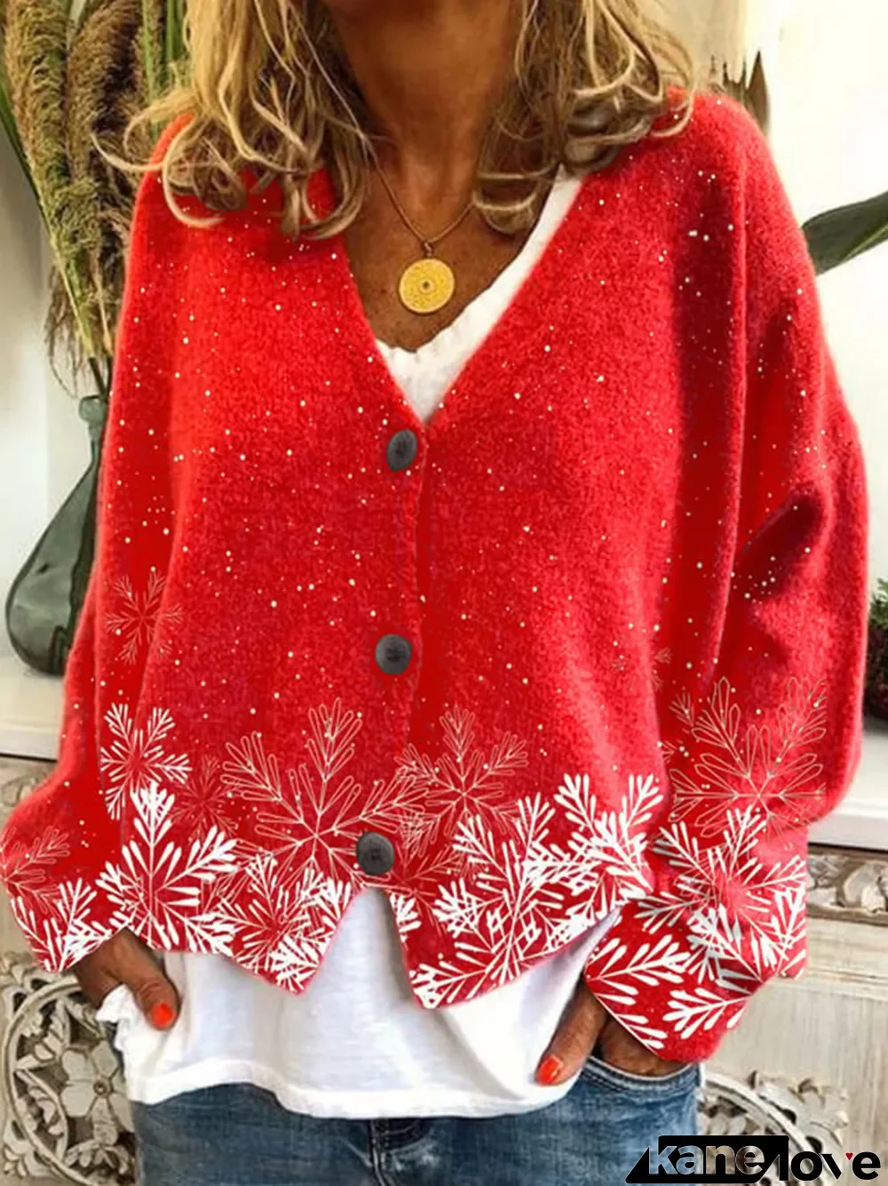 Women's Christmas Printed Loose Flannel Cardigan
