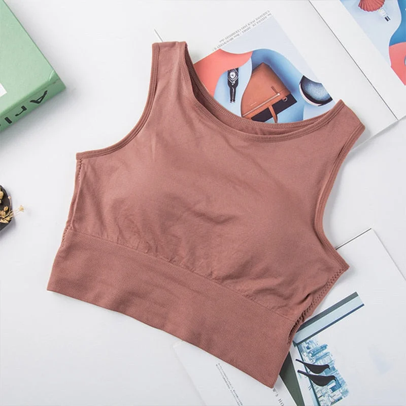 Fashion Women Tank Tops Stretch Crop Top Female Gather Padded Halter Short Tank Top 3 Solid Color Sleeveless Camisoles Lingerie