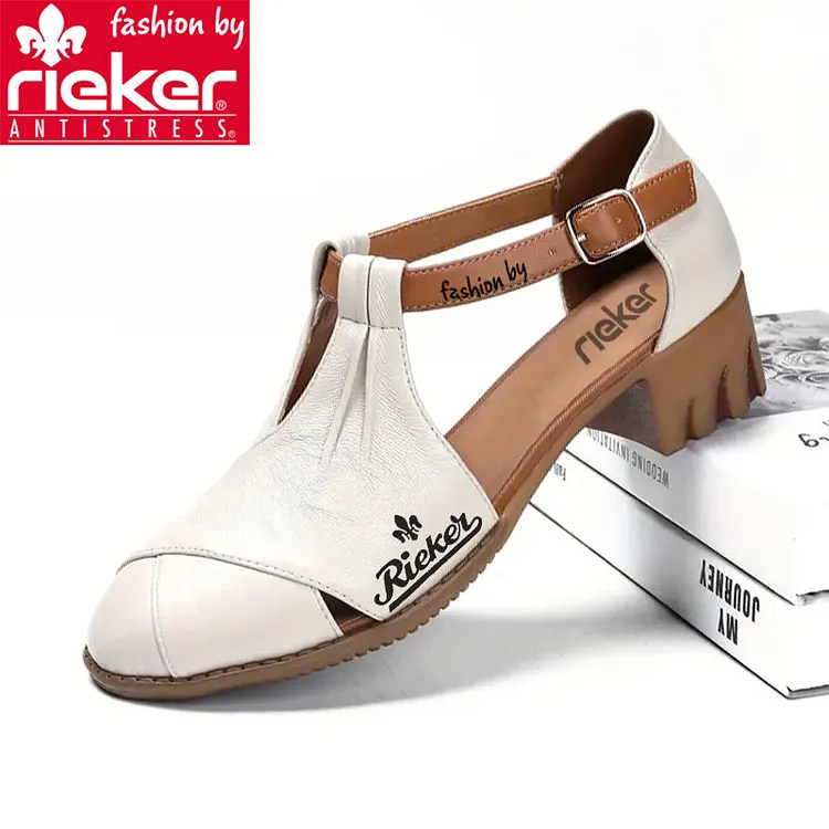 RIEKER@2025 kožne sandale s petom