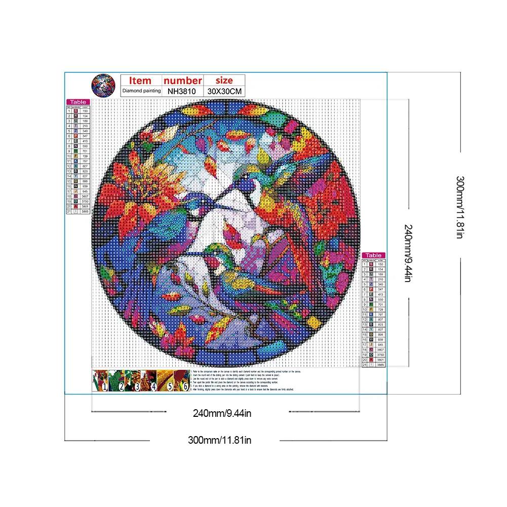 Diamond Painting - Full Round Drill - Stained Glass Birds(Canvas|30*30cm)