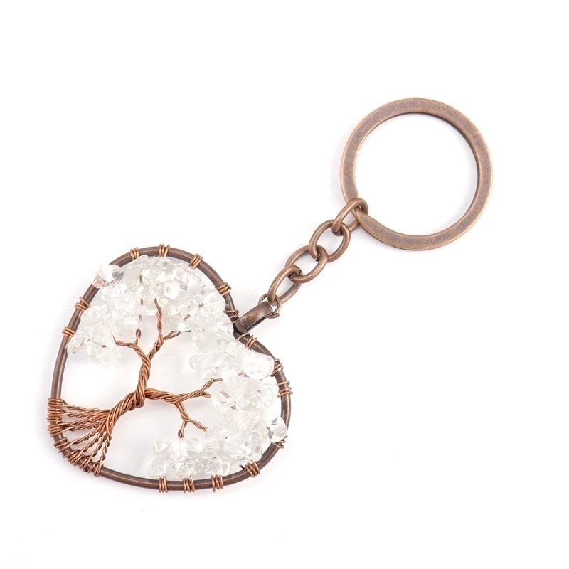 Fashion Tree Natural Stone Copper Beaded Women’s Keychain 1 Piece