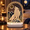 DIY Diamond Art LED Night Light &ndash; Light-Up Table Decor, Double-Sided Printed DIY Crystal Pearl Painting Decoration for Holiday & Gifts(Wolf Skull)