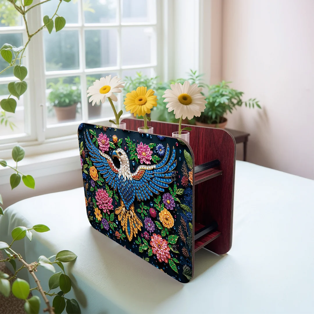 Eagle DIY Flower Vase Wooden Double Sided Desktop Diamond Art Kit for Home Decor