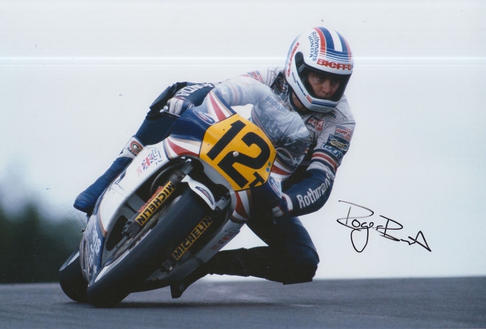 Roger Burnett Hand Signed Photo Poster painting 12x8 Rothmans Honda MotoGP 5.