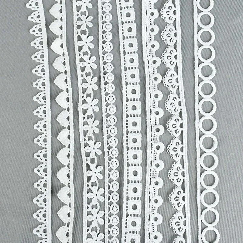 10Yards/lot White Cotton Embroidered Lace Trim Ribbons Fabric DIY Sewing Handmade Craft Materials Garment Clothes Accessories