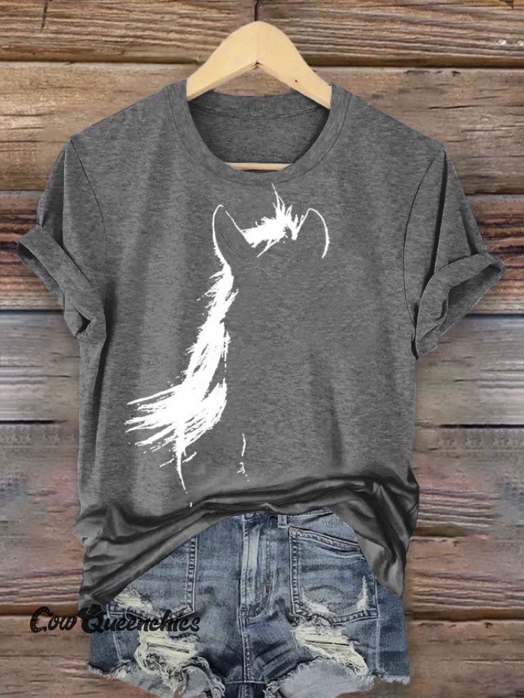 Vintage Horse Print T-Shirt Grey / S