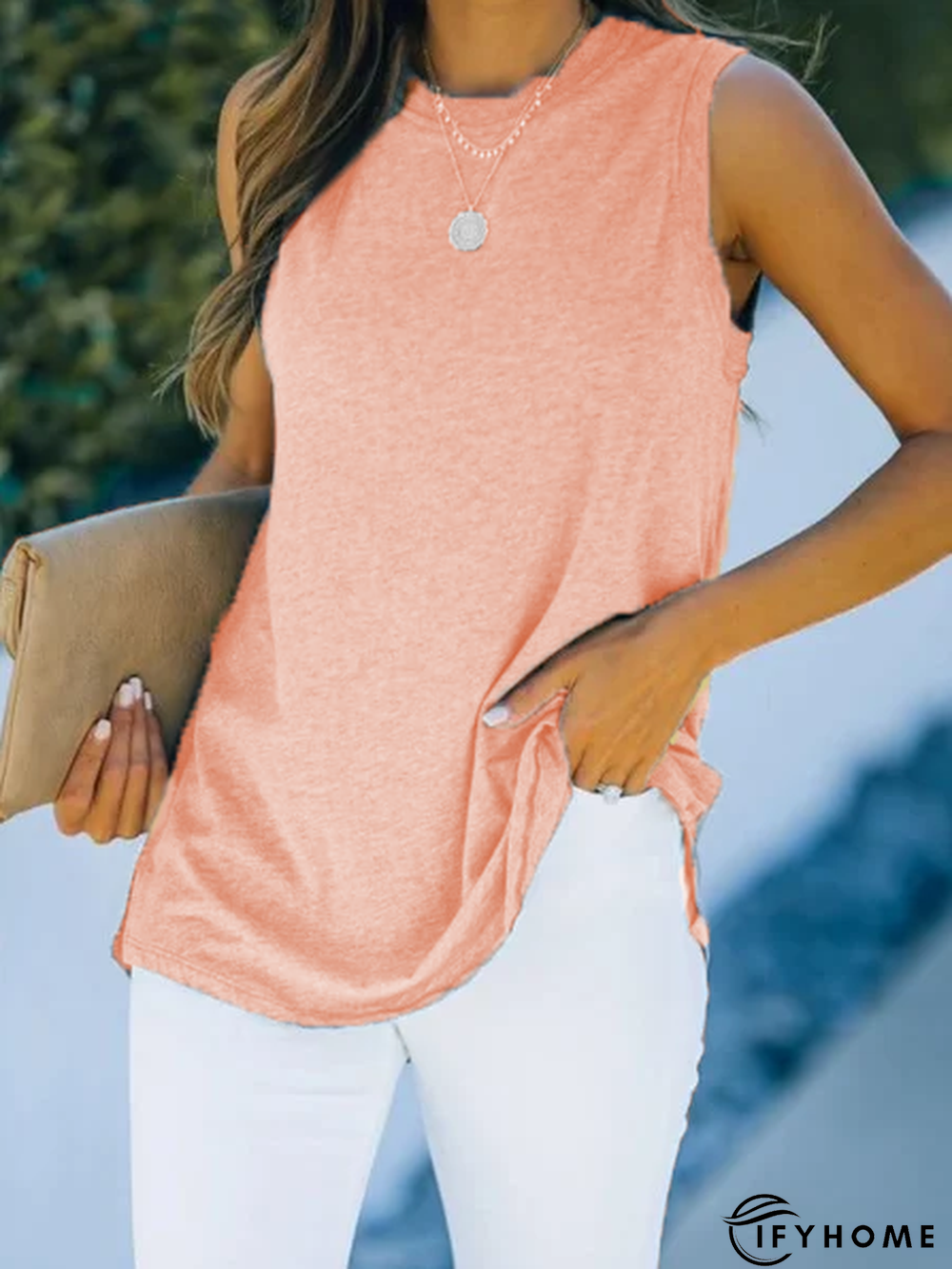 OL Casual Crew Neck Tanks & Tops | IFYHOME