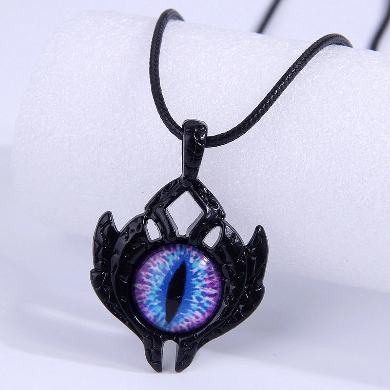 Funny Devil's Eye Wings Alloy Leather Rope Pendant Necklace