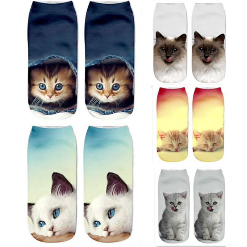 Animal Cat Print Sweat-absorbent Breathable Socks