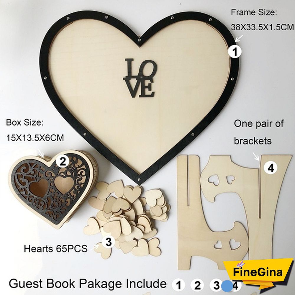 Wood Hearts Wedding Guest Book Alternative, Heart Drop Guest Book Rustic Wooden Love Heart Wedding Table Scatter Decoration Crafts, for 65 Hearts Wedding