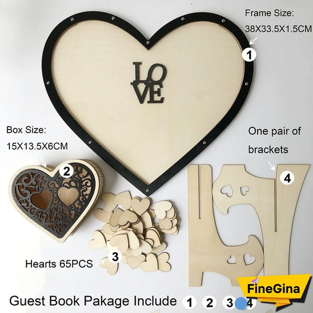 Wood Hearts Wedding Guest Book Alternative, Heart Drop Guest Book Rustic Wooden Love Heart Wedding Table Scatter Decoration Crafts, for 65 Hearts Wedding