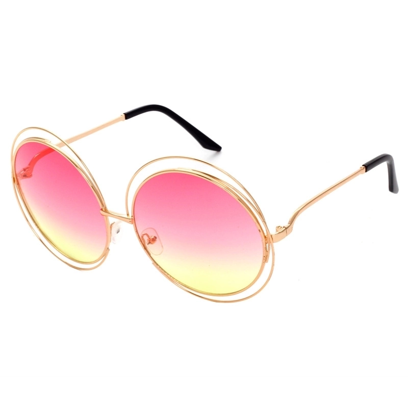 Sweet Solid Color Ac Round Frame Full Frame Women’s Sunglasses