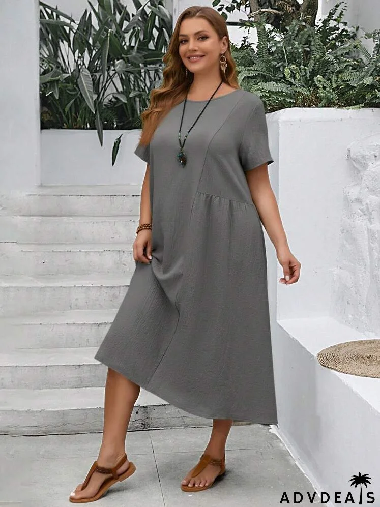 EMERY ROSE Plus Size Asymmetric Green Midi Dress