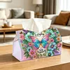 (24cm)Diamond Art Tissue Box DIY PU Napkin Cover for Home Decoration(Butterfly)