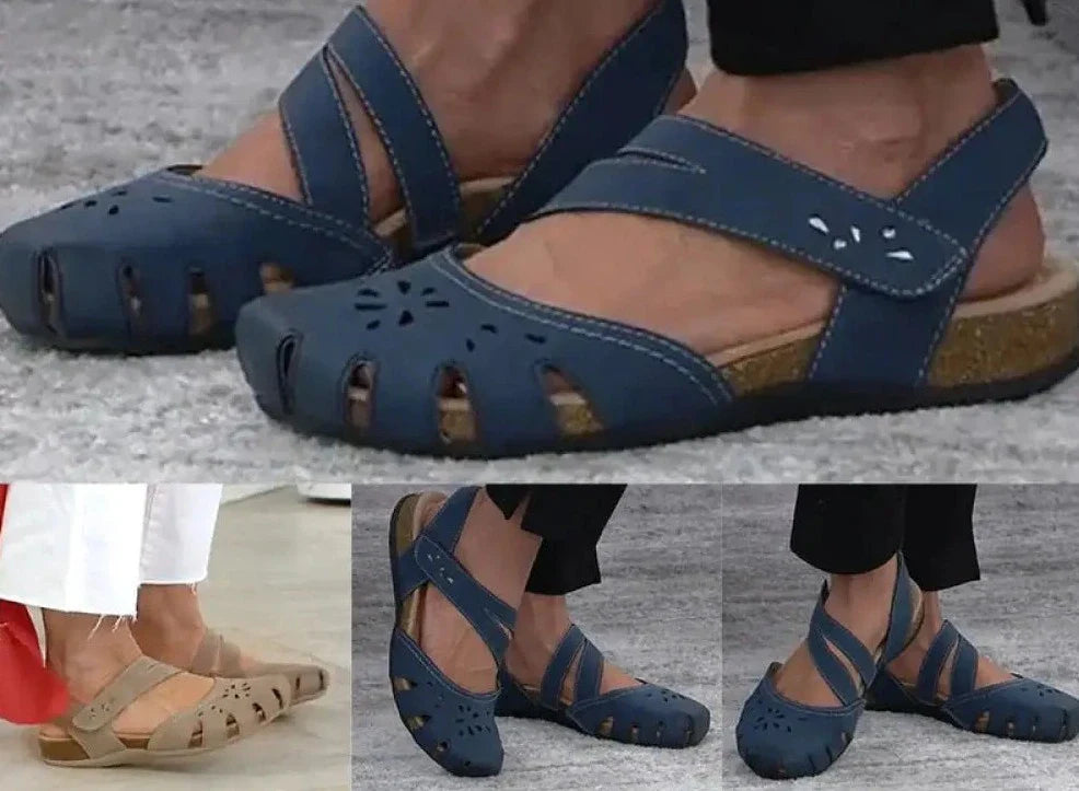 Summer Women Orthopedic Open Toe Sandals Vintage Anti-slip Breathable Leather Casual Female Platform Retro Shoes Sandals Aiertu