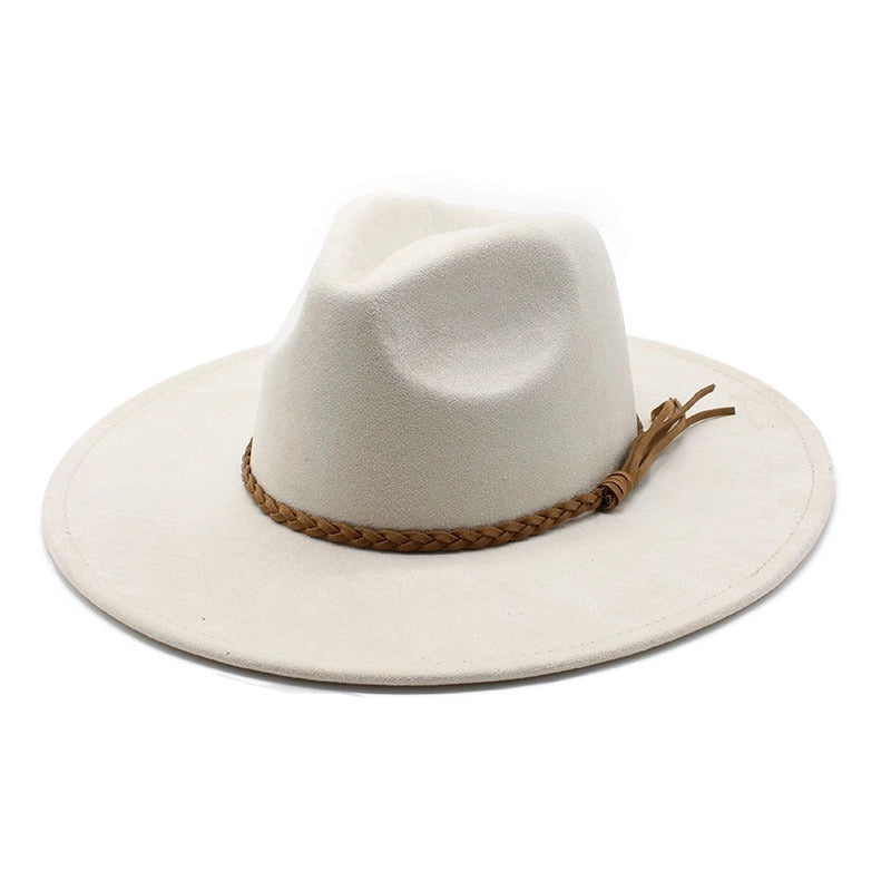 New Suede Top Hat Men And Women Couple Big Brim Hat Peach Heart Top Gentleman’s Hat