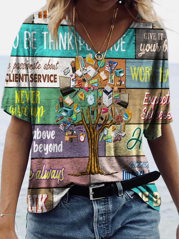 Inspirational Wall V Neck T Shirt