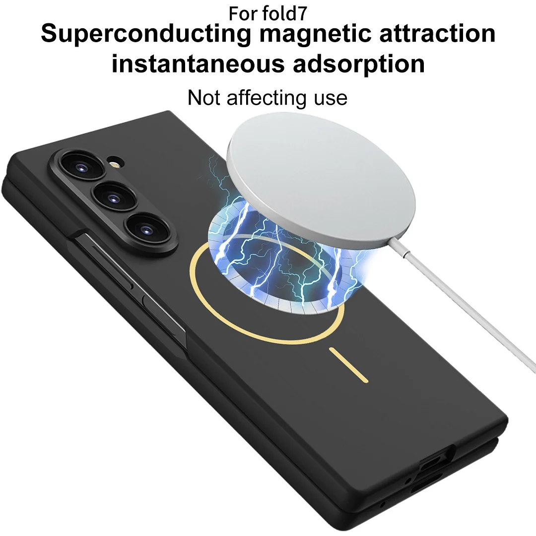 Suitable For Samsung Zfold7 Mobile Phone Case Thin Magnetic Absorbing Wireless Ring Film Integrated Ultra-Thin Flip Simple Wind Protection Case