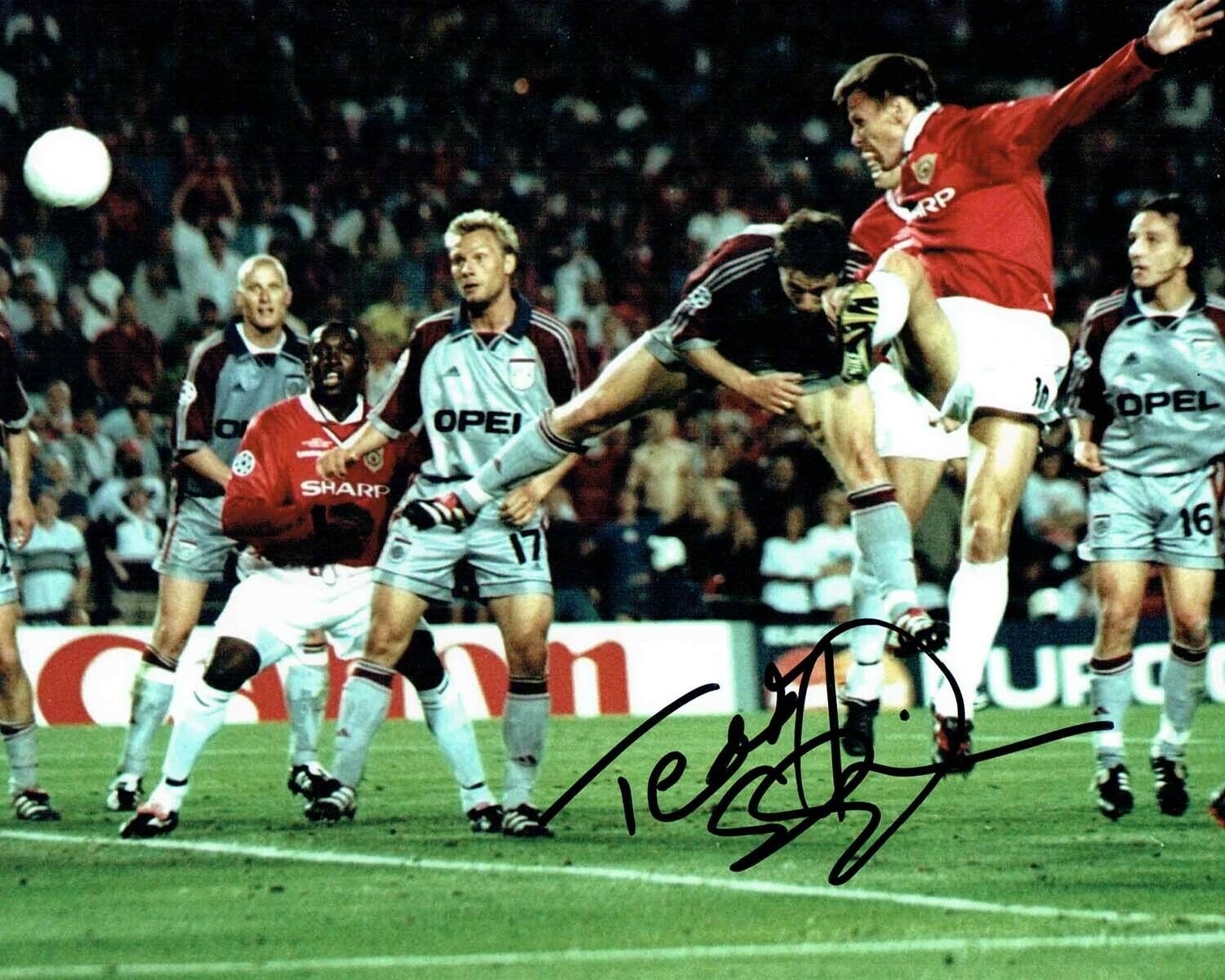 Teddy SHERINGHAM Signed 10x8 Photo Poster painting AFTAL COA Man United Champions League Goal