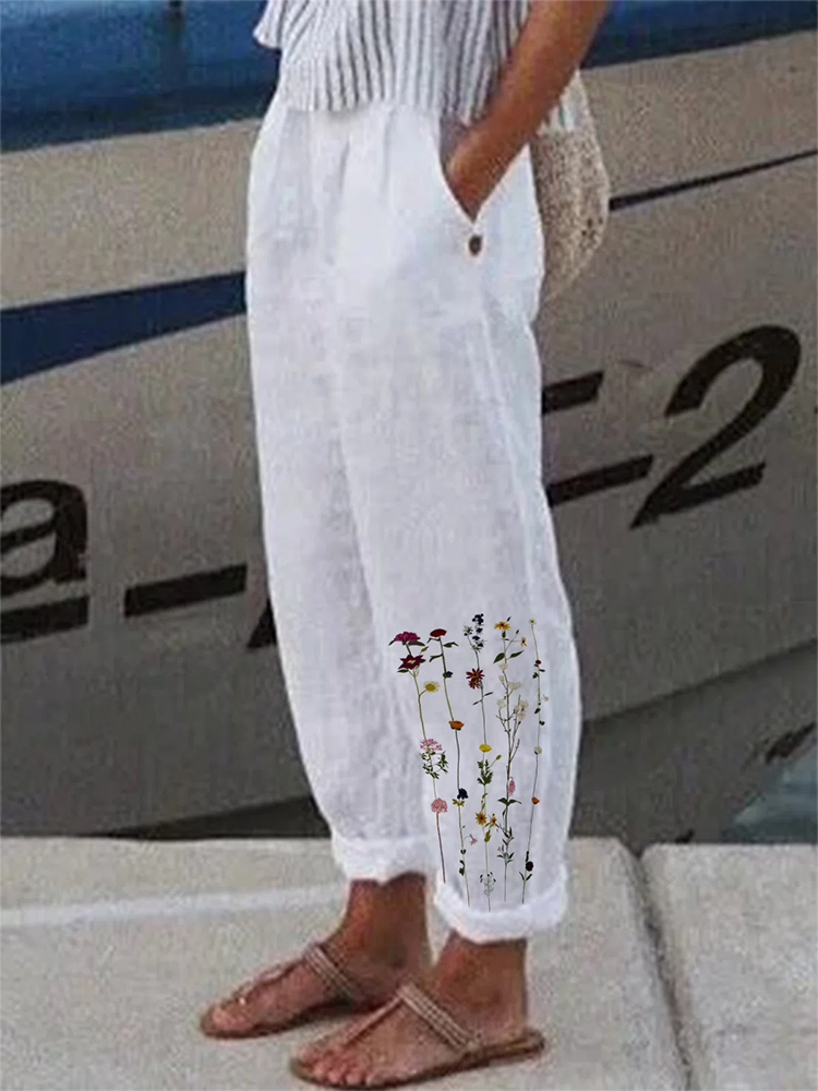 2022 Spring Summer Women Casual Bottoms Female Loose Streetwear Long Pocket Pants Fashion Print Slim Mid Waist Pencil Pants New