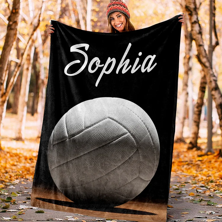 Personalized Volleyball Blanket, Sport Theme Blanket with Number and Name Birthday Team Gift for Athletes Sport Lovers | BKKid752