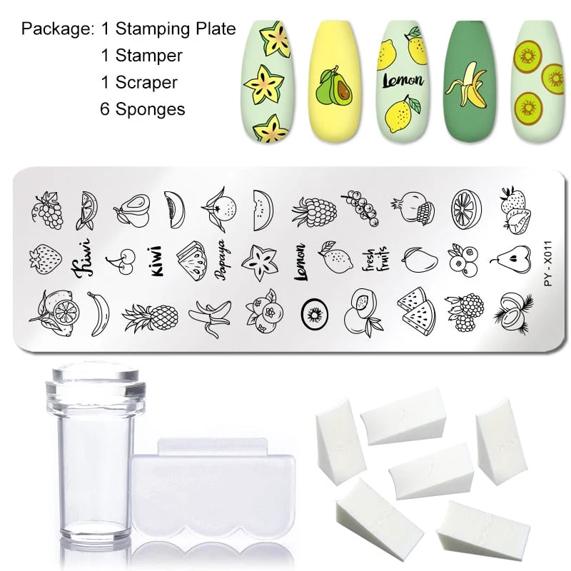 1 Set Nail Stamping Plates Geometry Lace Flower Dream Catcher with Jelly Stamper Scraper Sponge Nail Art Image Plate Tool-Nail Inspo
