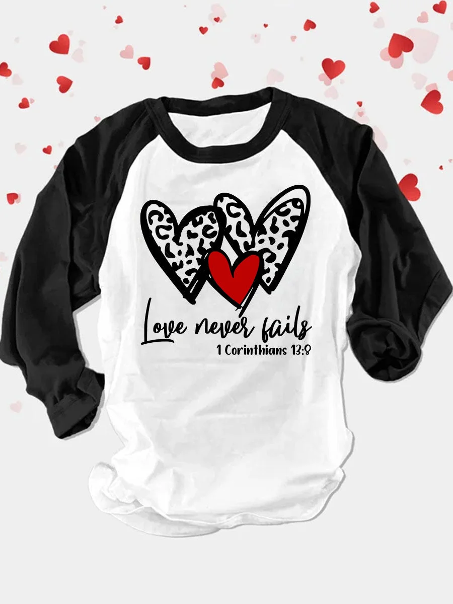 Love Never Fails Color Block Long Sleeve T-shirt