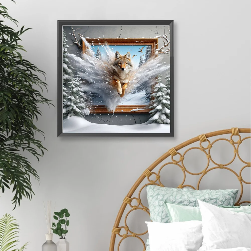 Diamond Painting - Full Round Drill - Wolf Out of the Frame(Canvas|40*40cm)