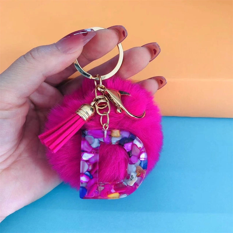 Minimalist Commute Letter Hairball Resin Unisex Bag Pendant Keychain