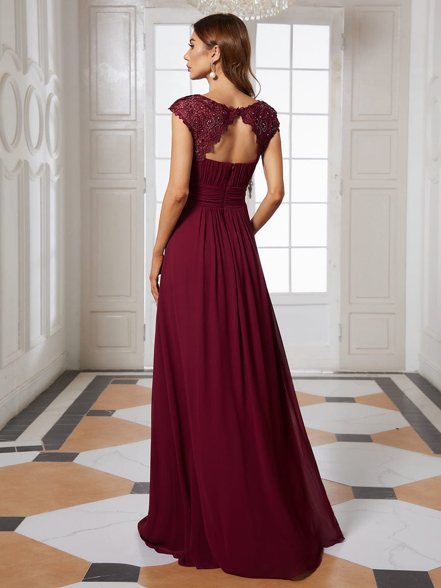Sophisticated Lace Detail Evening Gown