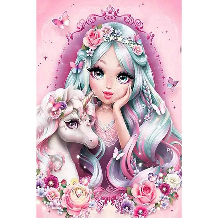 40*50CM  Horn Horse Girl  Diamond Painting