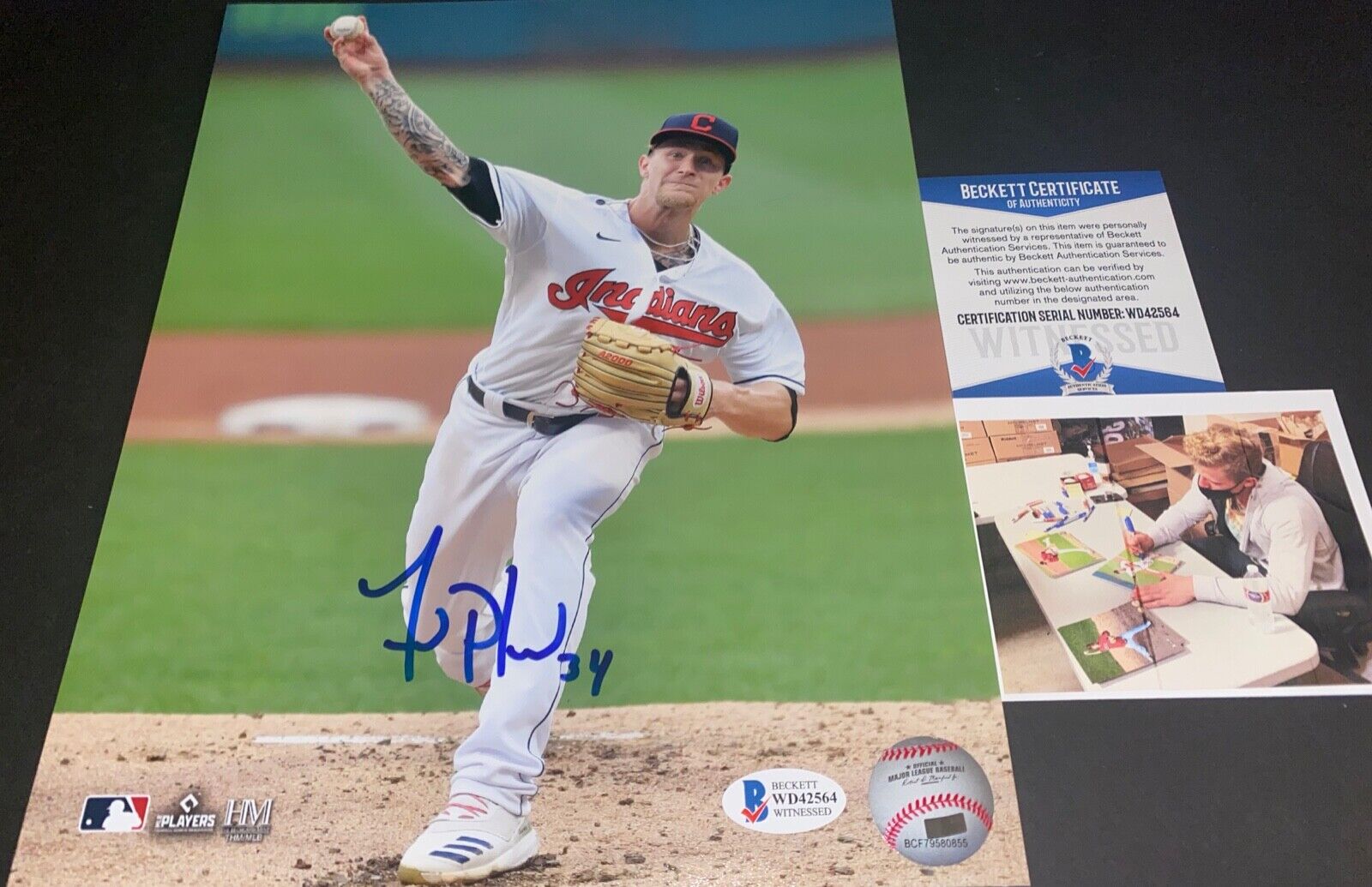 Zach Plesac Indians Autographed Signed 8x10 Photo Poster painting Beckett WITNESS COA d