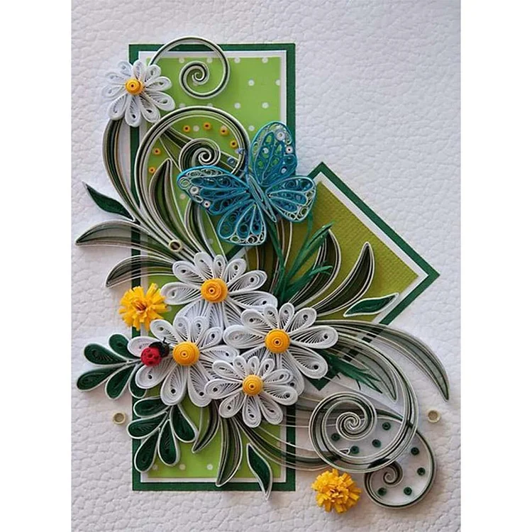 Paper Quilling Butterfly & Flower - Partial Special Shaped Drill Diamond Painting - 30x40cm(Canvas)